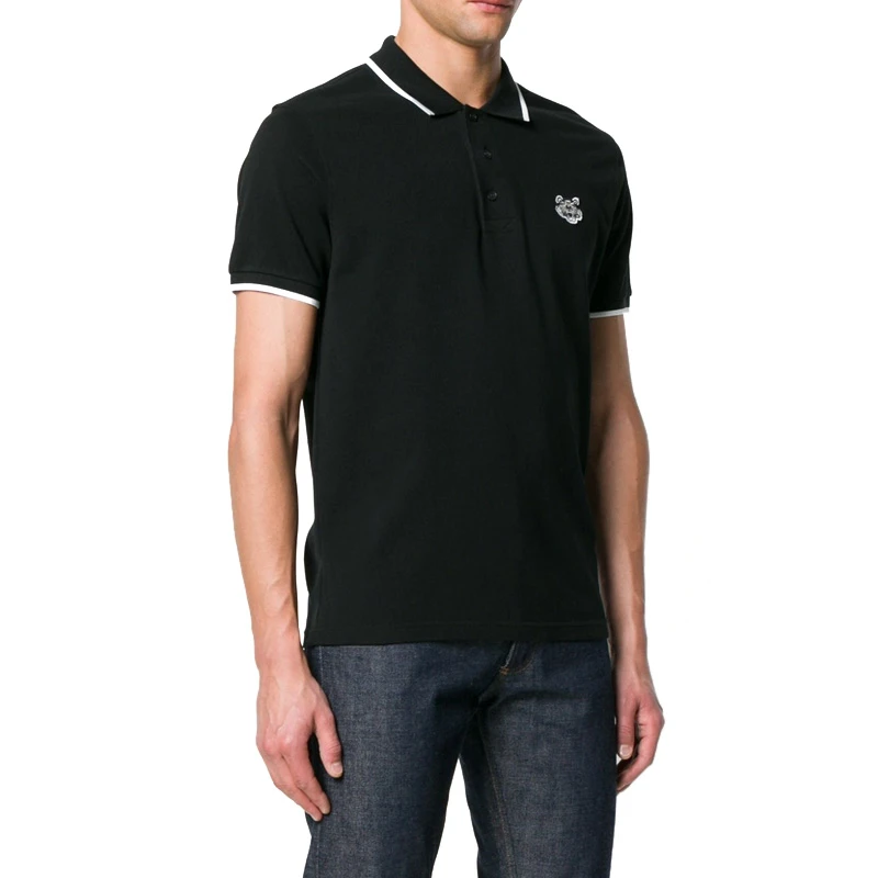 Kenzo 高田贤三 男士黑色纯棉虎头图案短袖POLO衫 F005PO0014BA-99 商品