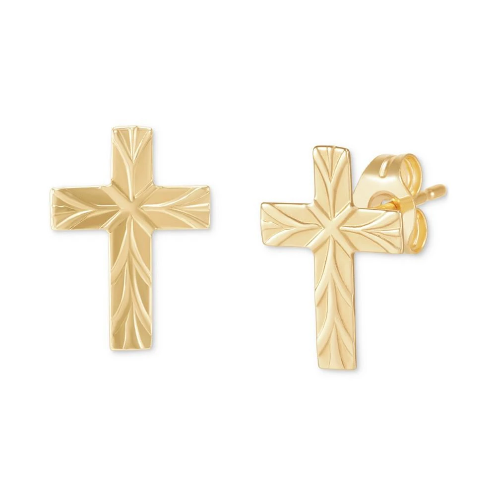 商品Italian Gold|Cross Stud Earrings in 10k Gold,价格¥415,第3张图片详细描述