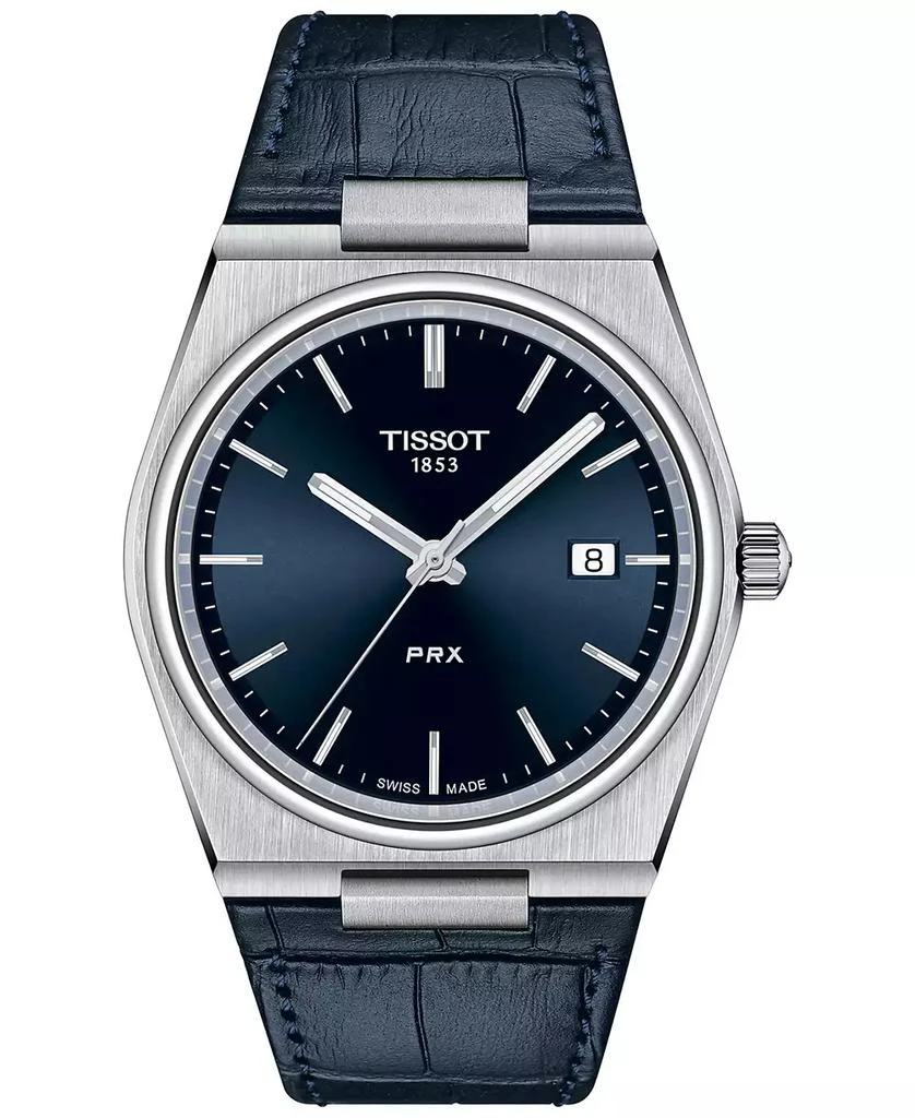 商品Tissot|天梭2022新品 PRX系列 蓝色真皮 男士石英表 复古表盘,价格¥2649,第1张图片