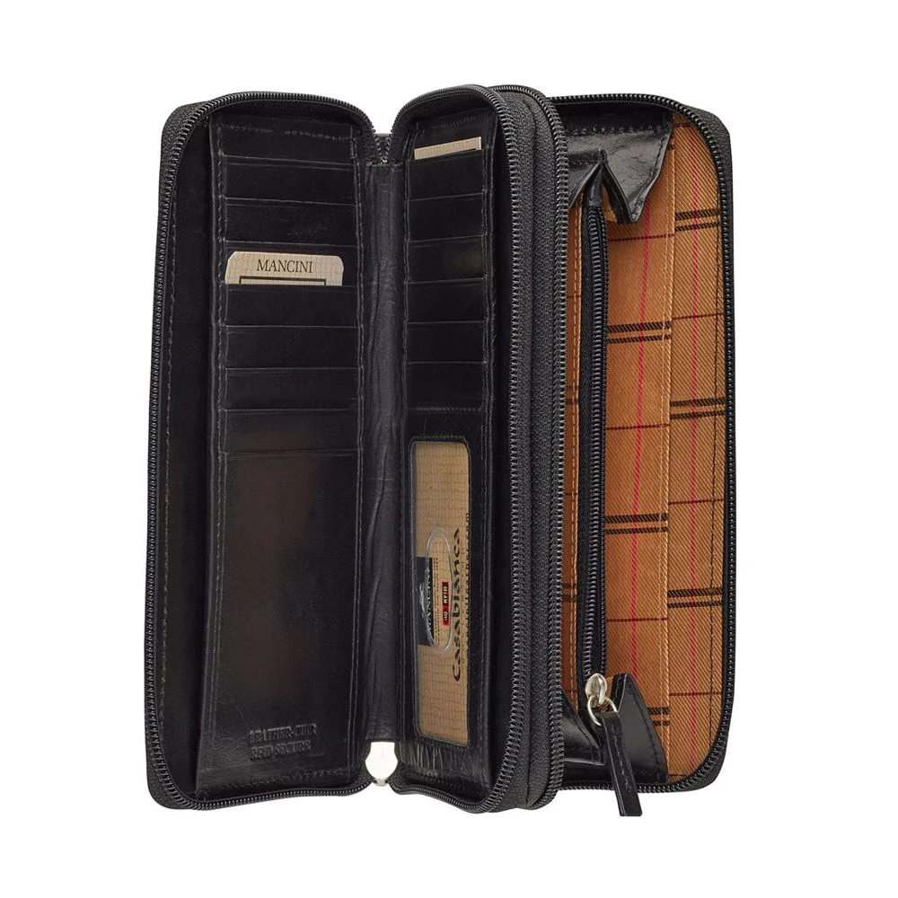 商品Mancini Leather Goods|Casablanca Collection RFID Secure Double Zipper Wallet,价格¥808,第4张图片详细描述