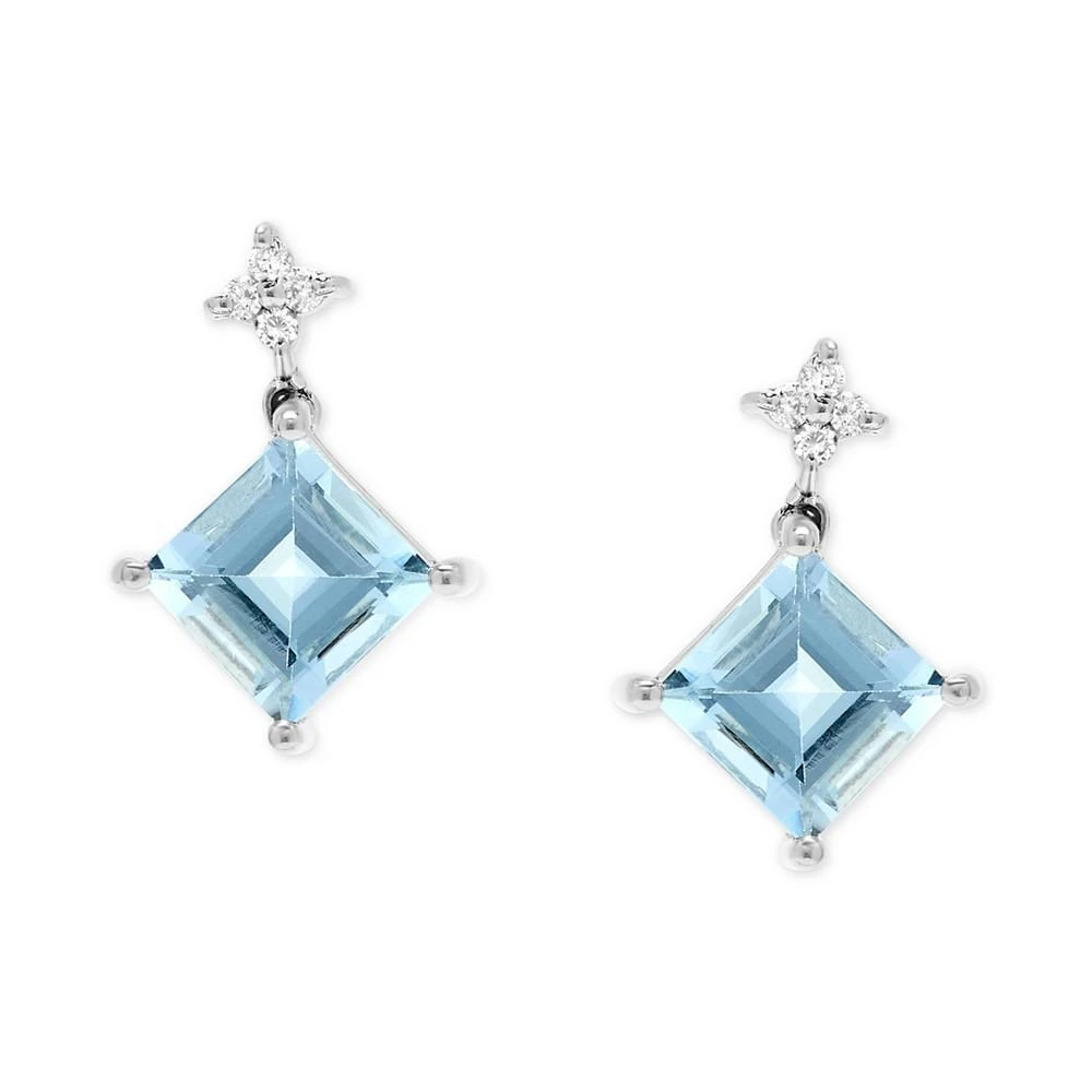 商品Macy's|Aquamarine (5 ct. t.w.) & Diamond (1/6 ct. t.w.) Drop Earrings in 14k White Gold,价格¥36999,第1张图片