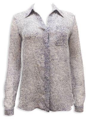 Diane Von Furstenberg Dots Printed Shirt In Black Silk商品第1张图片规格展示