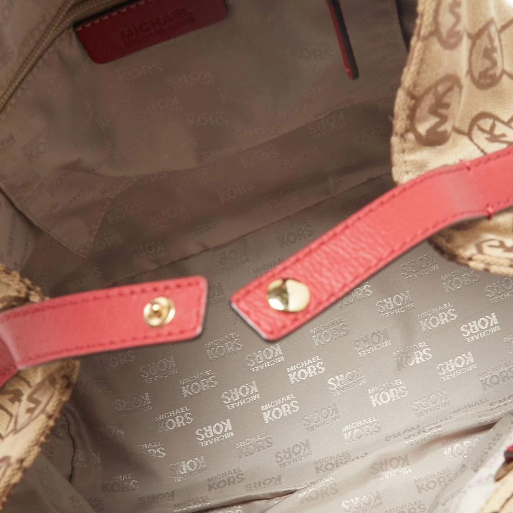 Micheal Kors Beige/Red Signature Canvas and Leather Jet Set Tote 商品