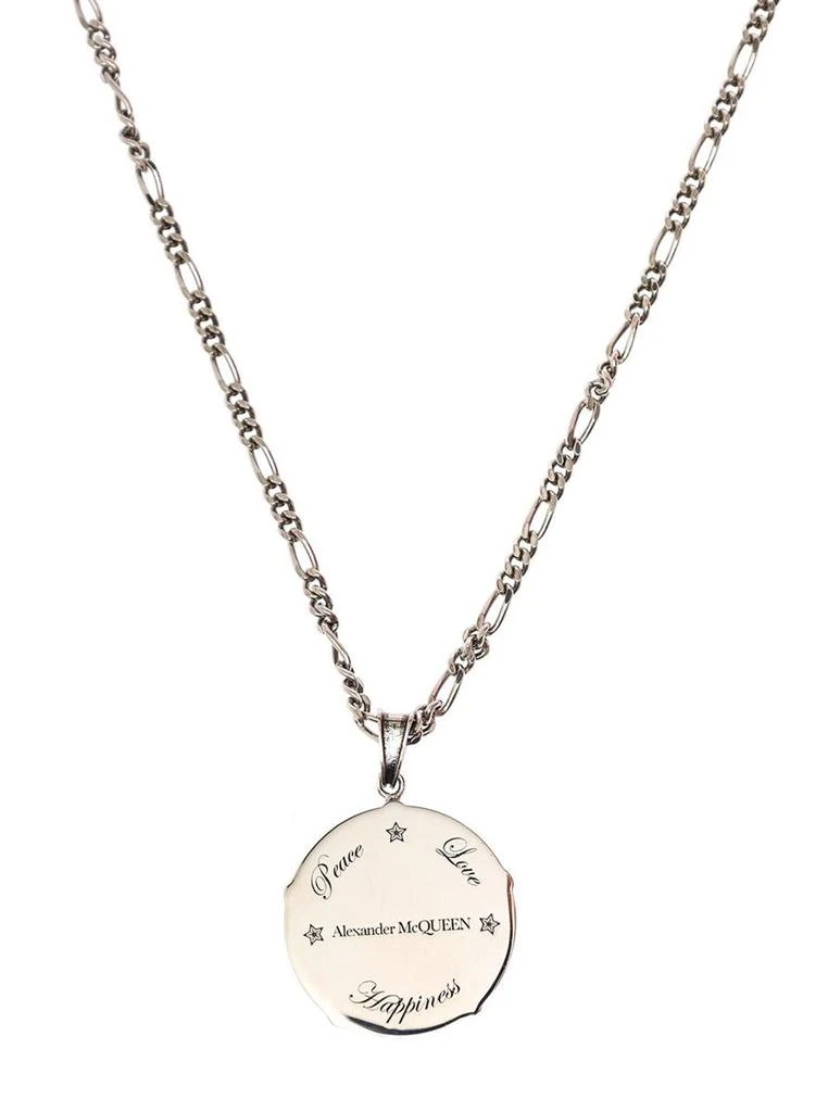 商品Alexander McQueen|Alexander Mcqueen Man's Silver Metal Necklace with Logo Pendant,价格¥2054,第2张图片详细描述