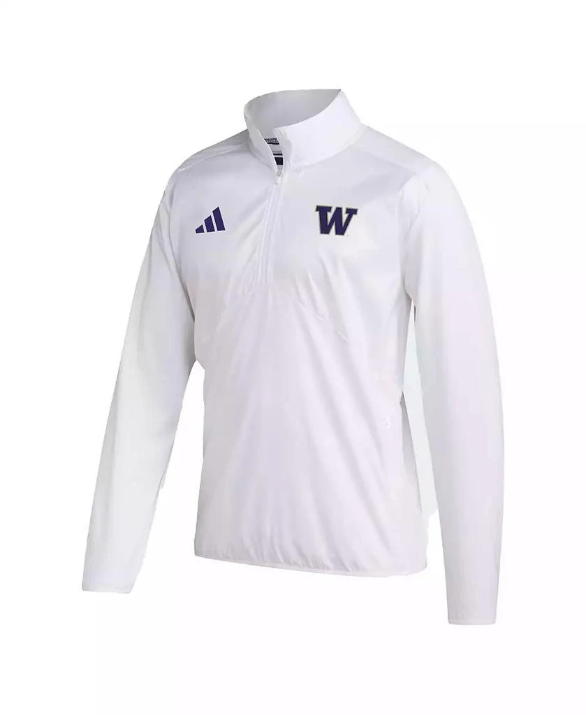 商品Adidas|Men's White Washington Huskies Sideline AEROREADY Raglan Sleeve Quarter-Zip Jacket,价格¥642,第2张图片详细描述