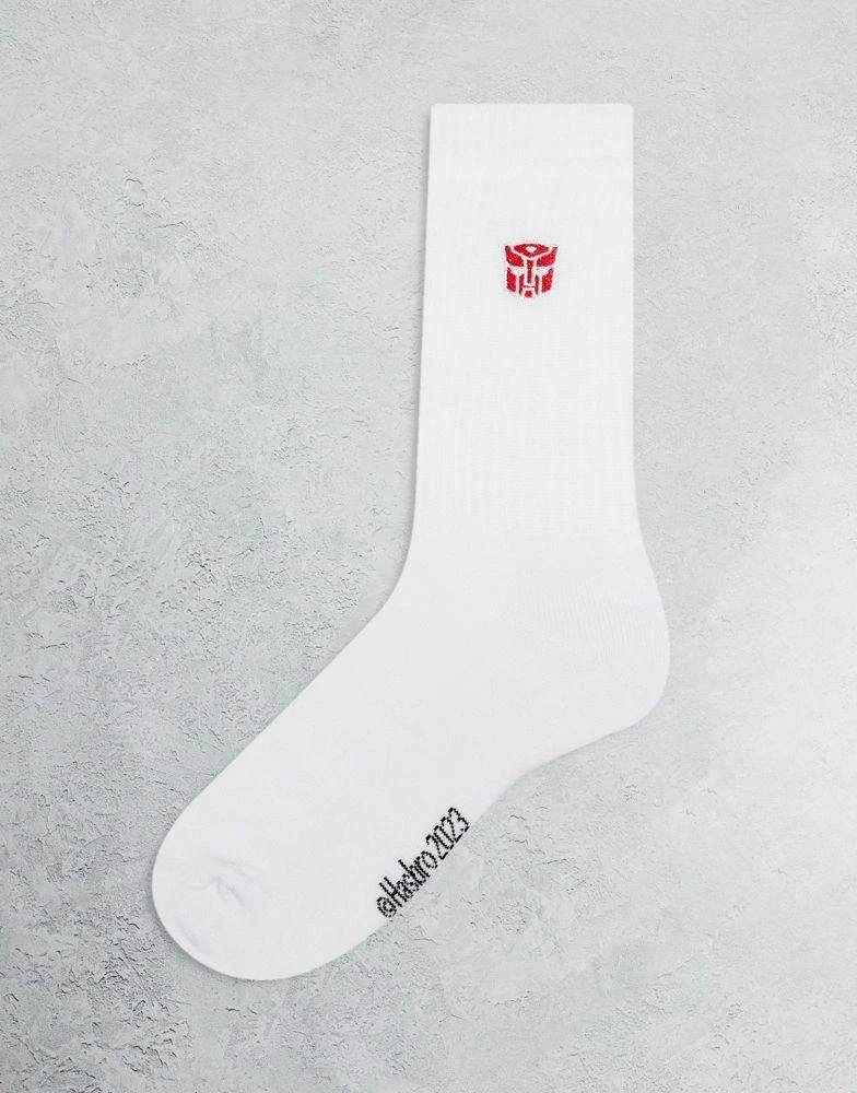 商品ASOS|ASOS DESIGN sports socks in white with Transformers embroidery,价格¥43,第1张图片