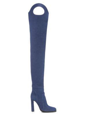 商品Burberry|Alto Thigh High Denim Boots,价格¥10154,第1张图片