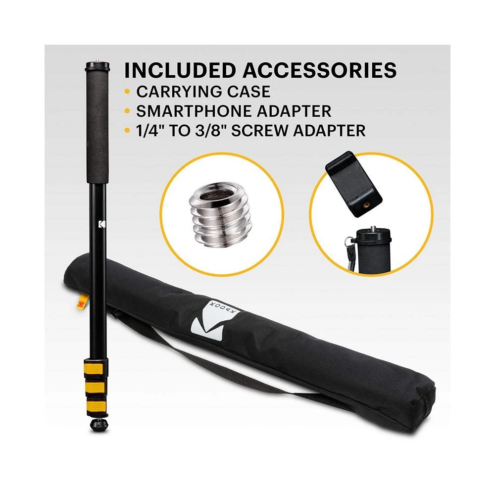 商品Kodak|72 in Portable Lightweight Aluminum Monopod W/Smartphone Adapter,价格¥186,第3张图片详细描述