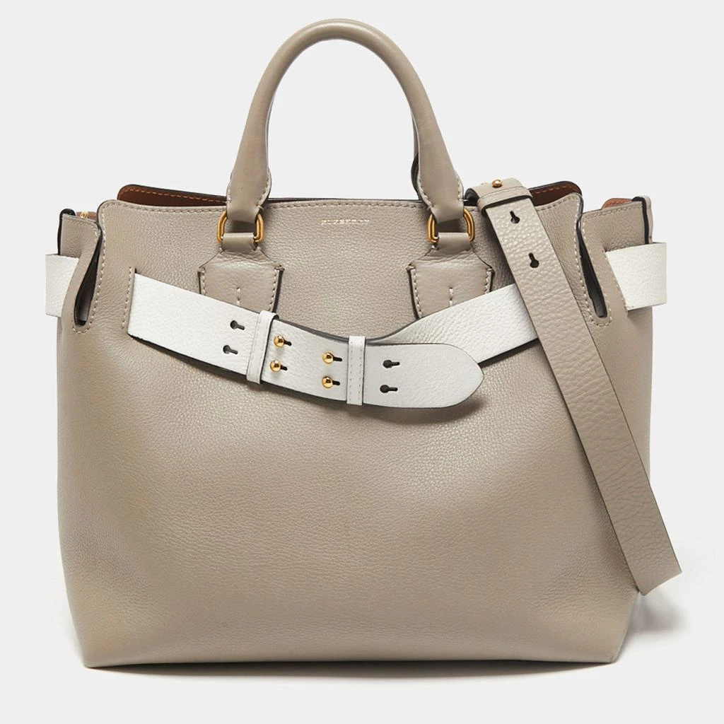 商品[二手商品] Burberry|Burberry Grey/White Grained Leather Medium Belt Tote,价格¥4598,第1张图片