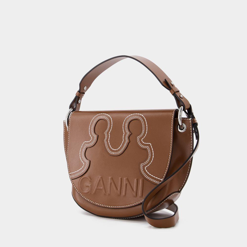 商品Ganni|Banner Western Saddle Bag in Brown Leather,价格¥2701,第4张图片详细描述