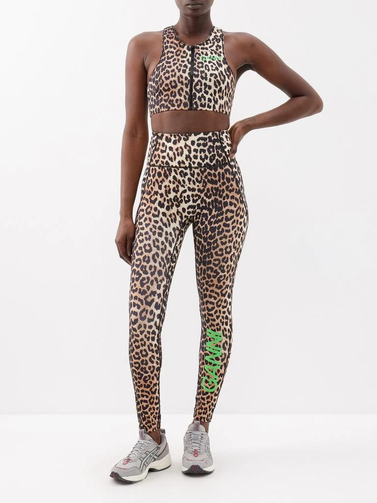 商品Ganni|High-rise leopard-print recycled-blend leggings,价格¥698,第2张图片详细描述