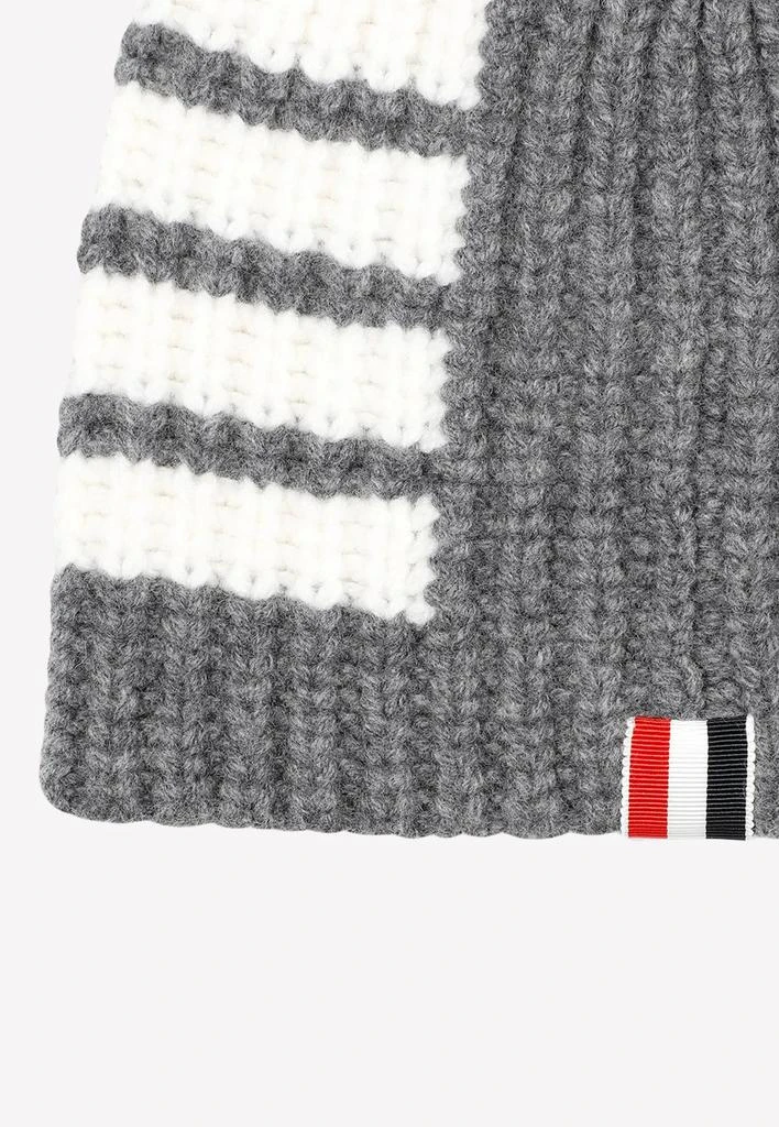 商品Thom Browne|4-bar Stripe Rib Knit Wool Beanie,价格¥2129,第3张图片详细描述