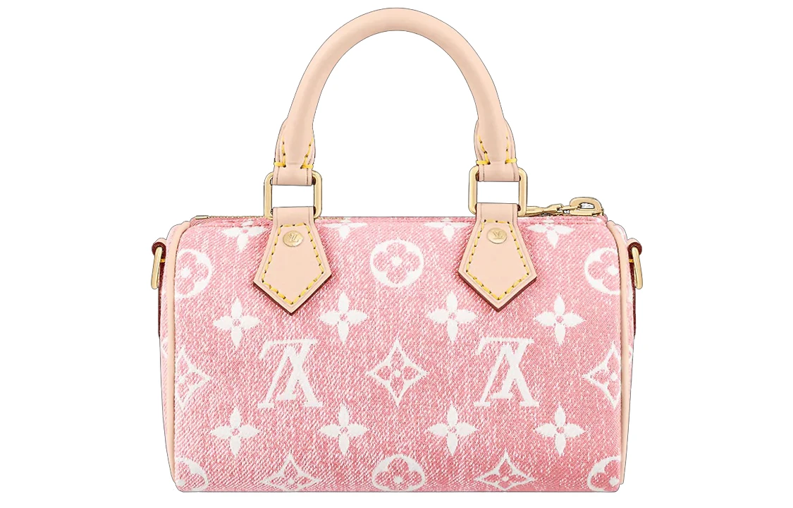 商品[国内直发] Louis Vuitton|Speedy Nano 元旦中国限定 百搭便携通勤老花图案 丹宁牛仔布 手提包单肩包斜挎包 迷你 女款 粉色,价格¥30674,第6张图片详细��描述