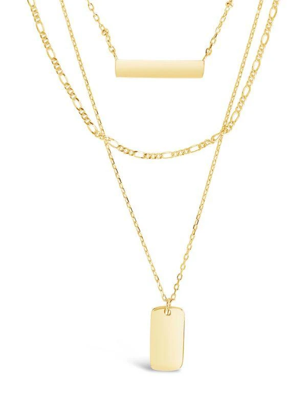 商品Sterling Forever|14K Gold Vermeil Bar & Dog Tag Layered Necklace,价格¥810,第1张图片