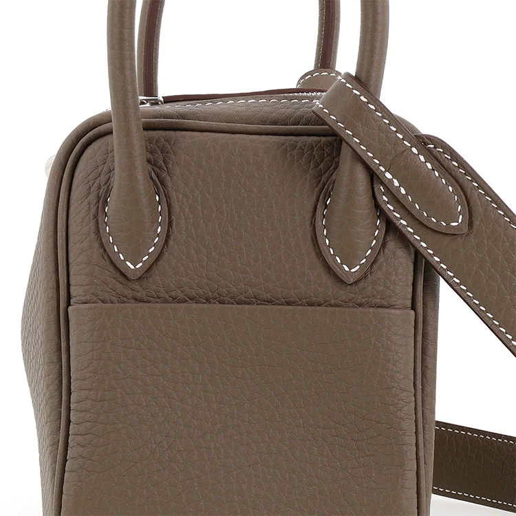 商品[国内直发] Hermes|爱马仕 Lindy 银扣 19 Taurillon Clemence牛皮 手提包单肩包斜挎包 迷你 女款 18 Etoupe大象灰,价格¥100522,第6张图片详细描述