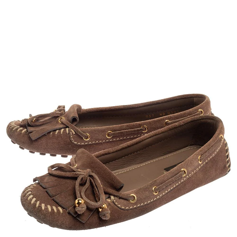 商品[二手商品] Louis Vuitton|Louis Vuitton Brown Suede Bow Fringe Loafers Size 37,价格¥882,第4张图片详细描述