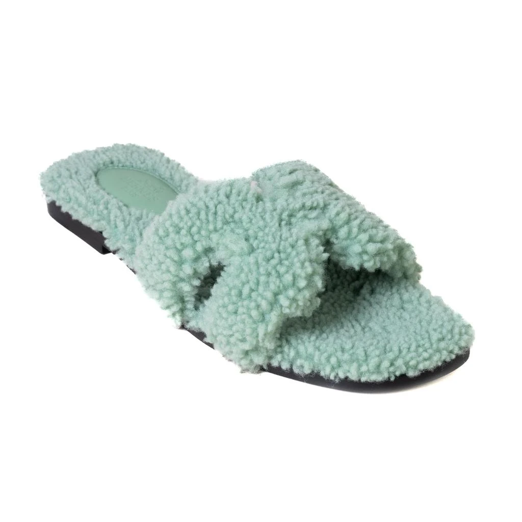 商品Hermes|Hermes Oran Teddy Sandals Vert D’Eau,价格¥7363,第1张图片