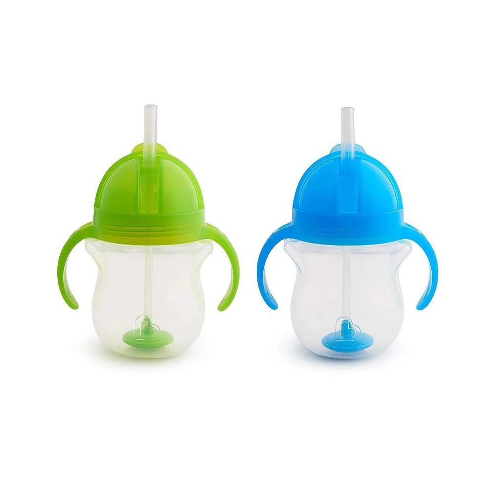 商品Munchkin|Click Lock Weighted Straw Cup, 7 Ounce, Blue/Green, Pack of 2,价格¥168,第1张图片