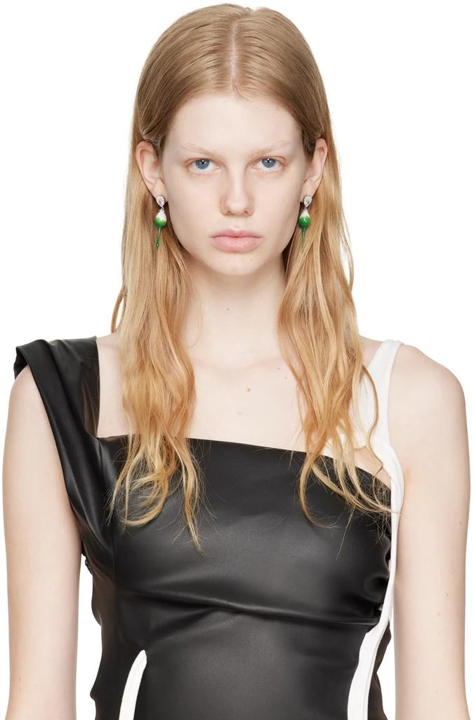 商品Ottolinger|Silver & Green Pearl Drop Earrings,价格¥802,第3张图片详细描述