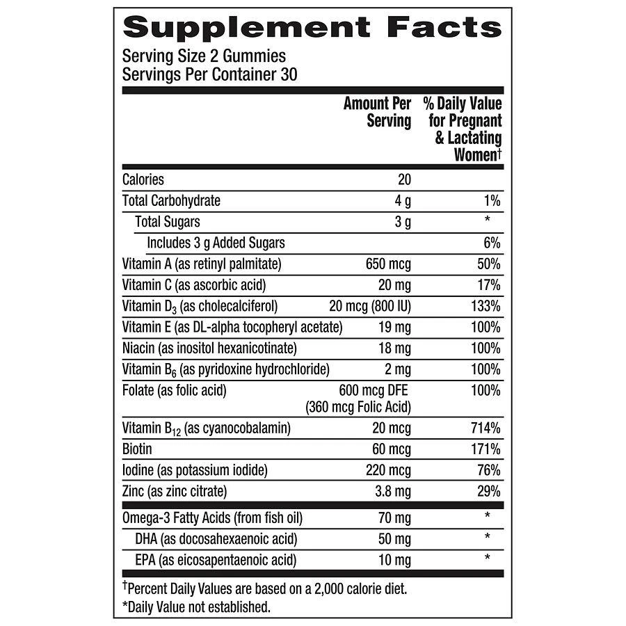 商品Centrum|Prenatal Multivitamin Gummies with Folic Acid and DHA Mixed Berry & Orange,价格¥86,第4张图片详细描述