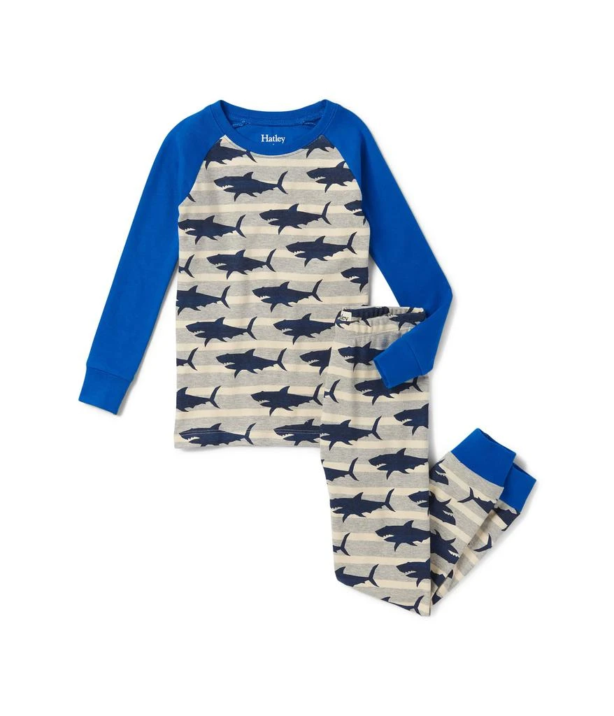 商品Hatley|Hungry Sharks Raglan Pajama Set (Toddler/Little Kids/Big Kids),价格¥136,第1张图片