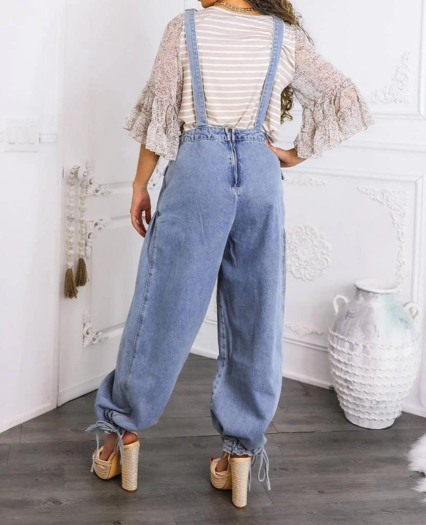 Surelymine - Women’s Relaxed Denim Overalls Wide-leg Boho Style With Pockets 商品