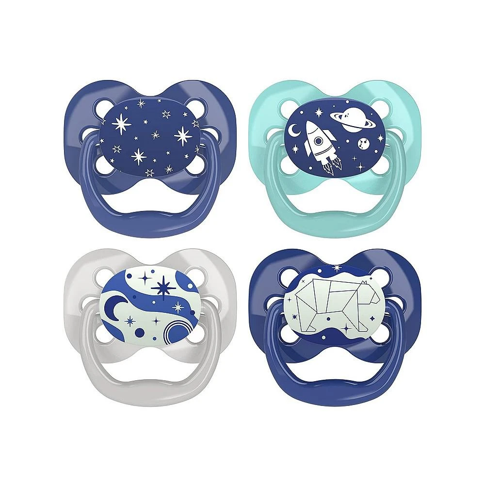 商品Dr. Browns|Advantage Symmetrical Pacifier, Blue, 4 Pack, 0-6m,价格¥149,第1张图片