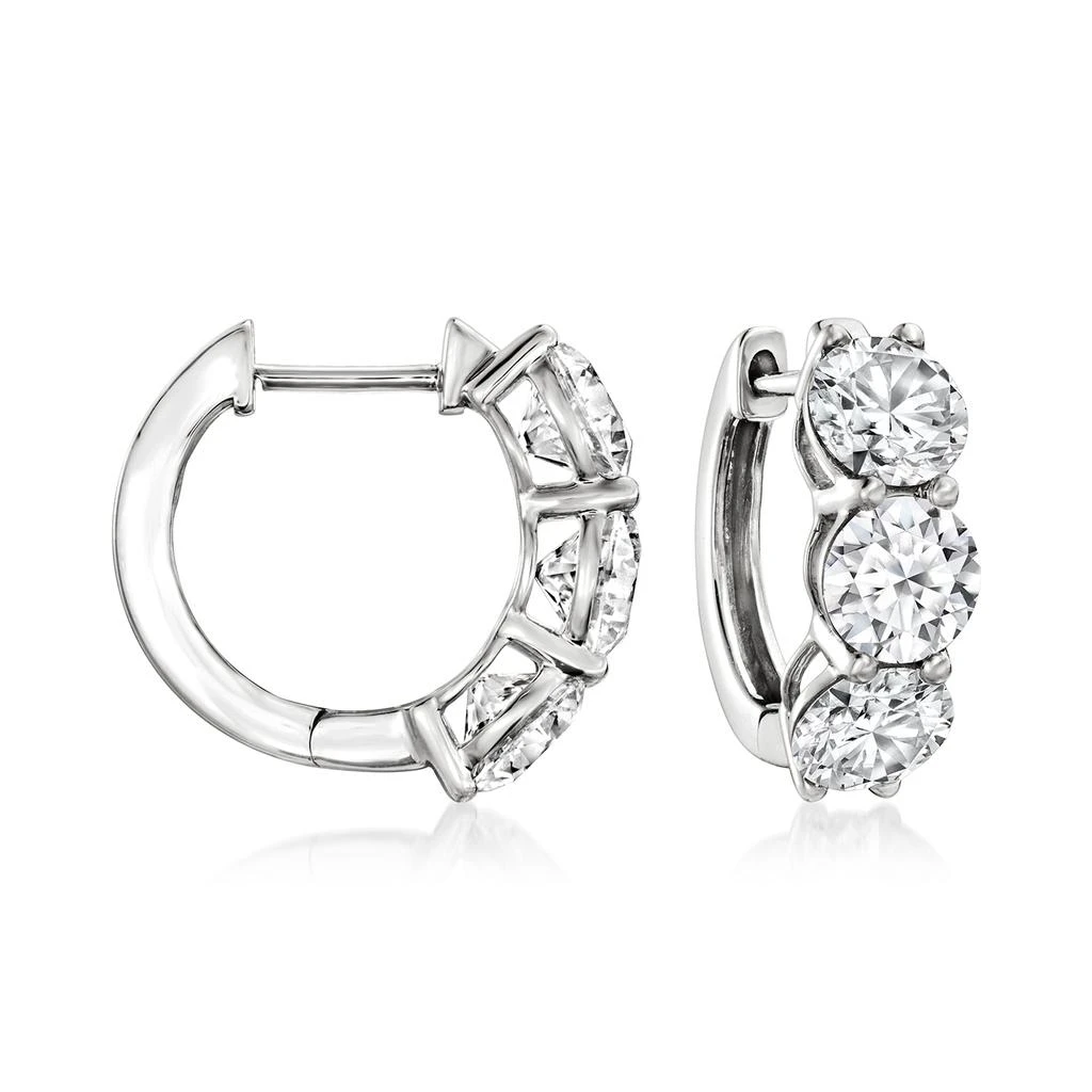 商品Ross-Simons|Ross-Simons Lab-Grown Diamond Huggie Hoop Earrings in 14kt White Gold,价格¥22323,第1张图片