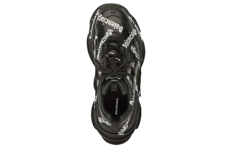 商品[国内直发] Balenciaga|巴黎世家 Triple S 厚底系带 老爹鞋 男款 黑白色,价格¥7195,第5张图片详细描述
