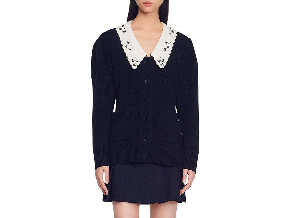 商品Sandro|Porcelaine Collared Cardigan,价格¥1844,第1张图片