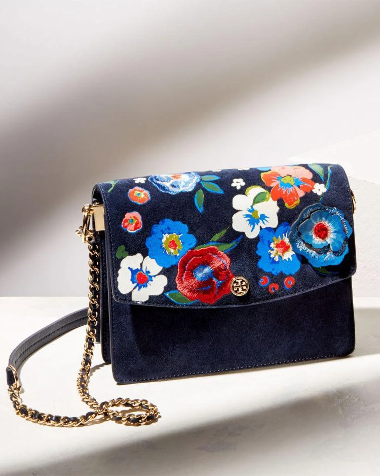 商品Tory Burch|Parker Convertible Embroidered Suede Shoulder Bag ,价格¥1610,第5张图片详细描述