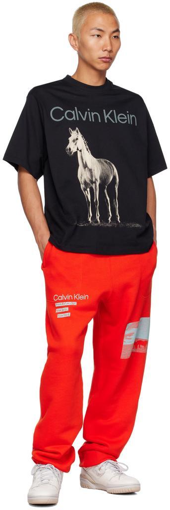 商品Calvin Klein|Orange Printed Lounge Pants,价格¥590,第6张图片详细描述