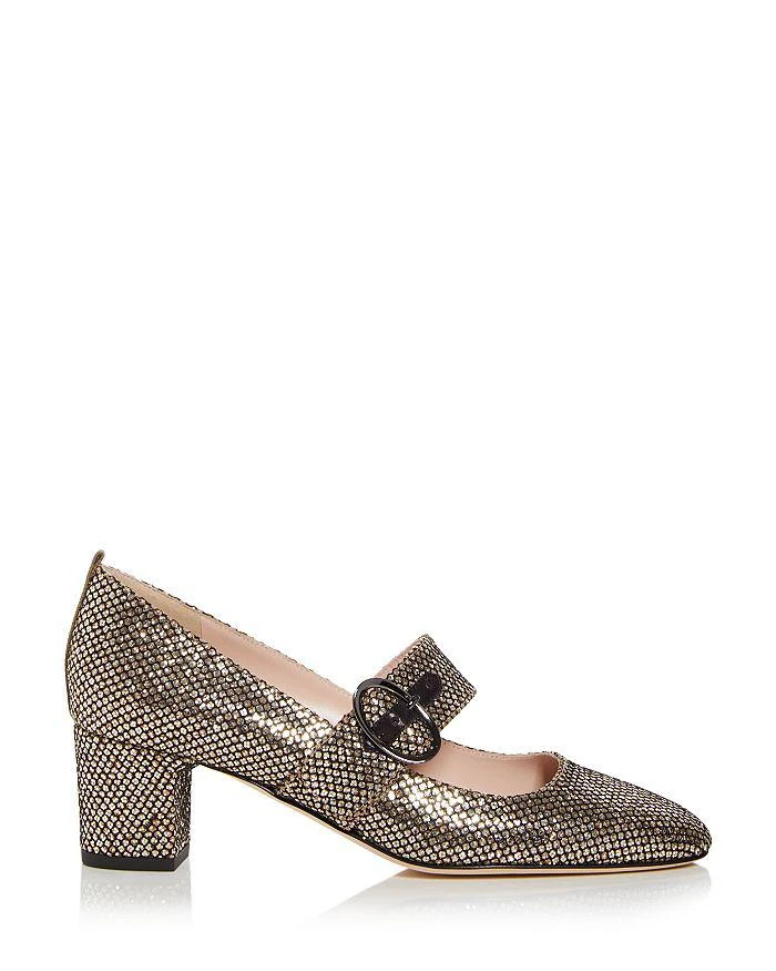 商品SJP by Sarah Jessica Parker|Tartt Metallic Mary Jane Mid Heel Pumps 复古闪亮粗跟鞋,价格¥2955,第2张图片详细描述