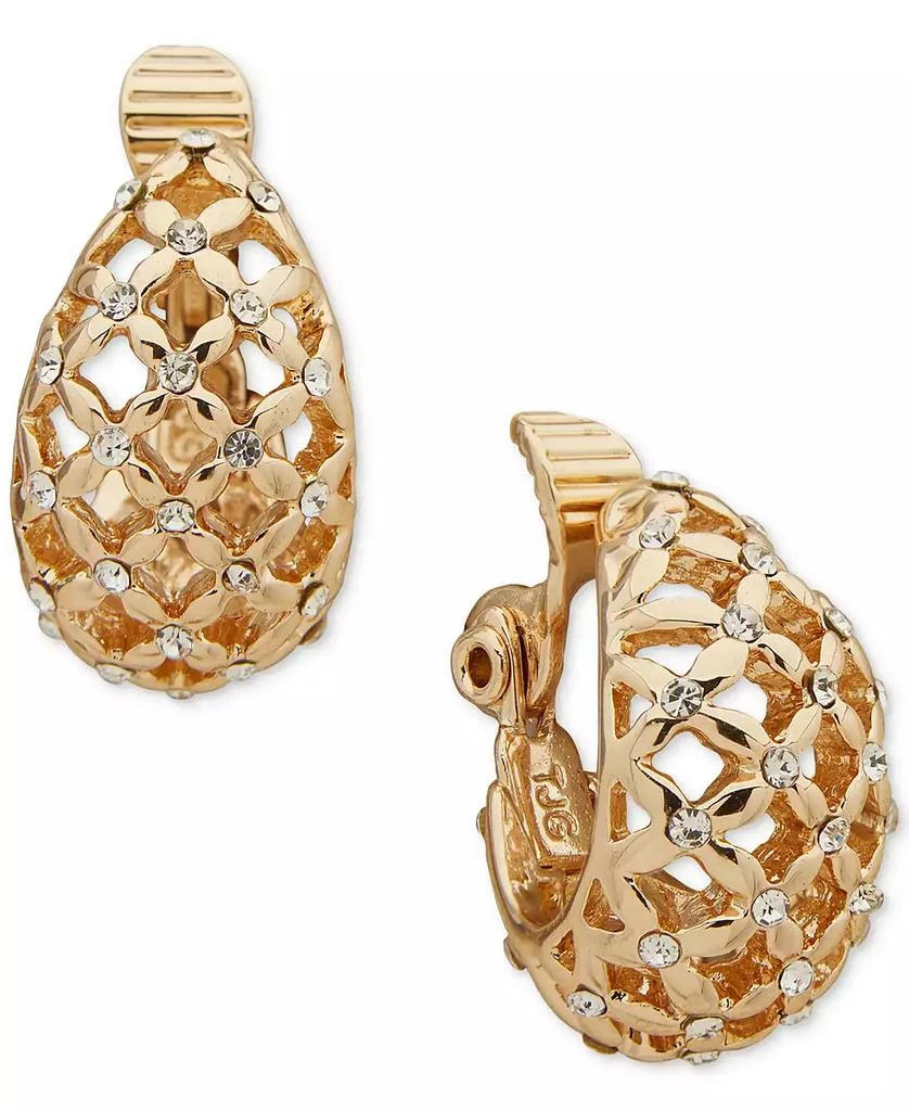 商品Anne Klein|Gold-Tone Pavé Mesh Clip-On Button Earrings,价格¥128,第1张图片