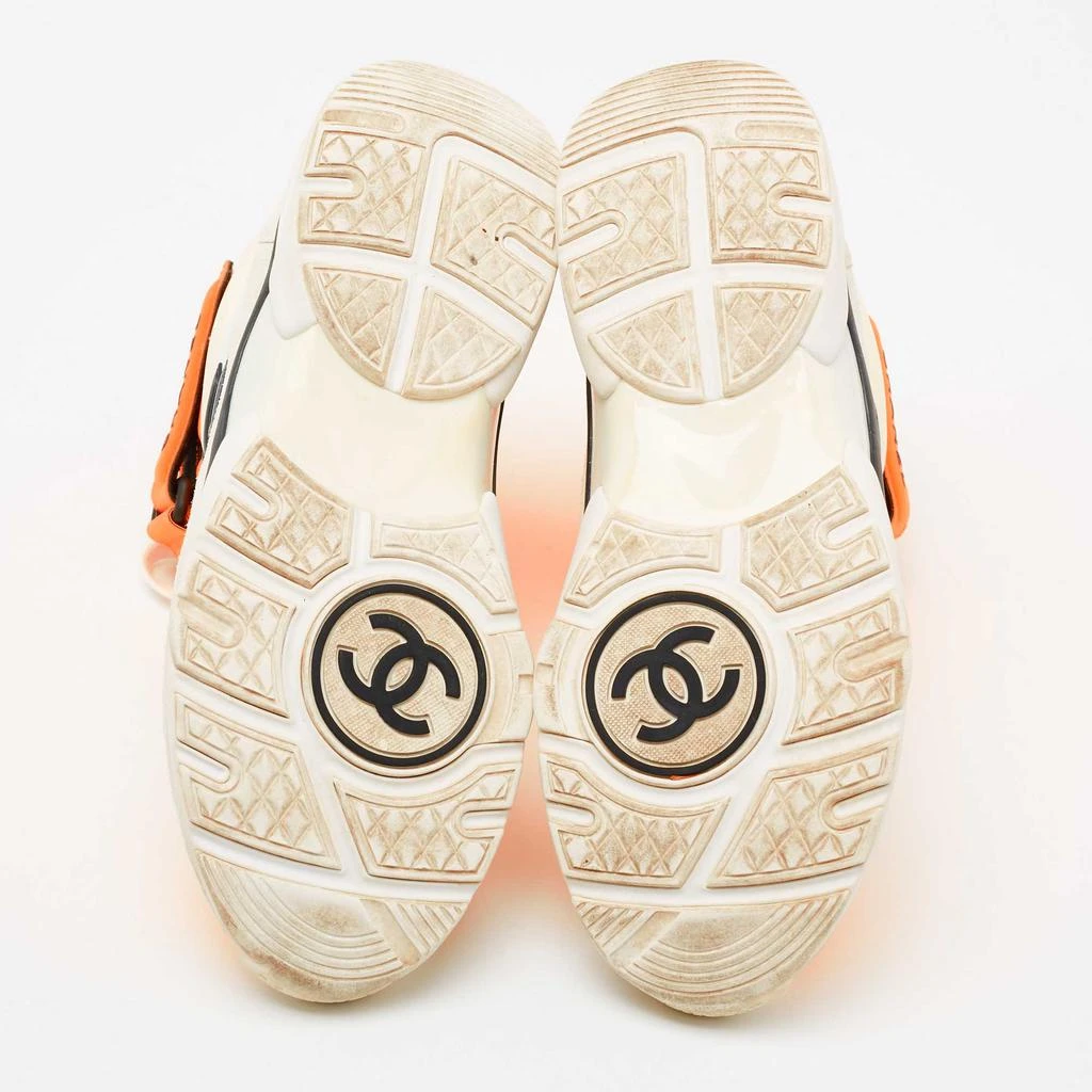 Chanel White/Orange Fabric And Leather CC High Top Sneakers Size 38 商品