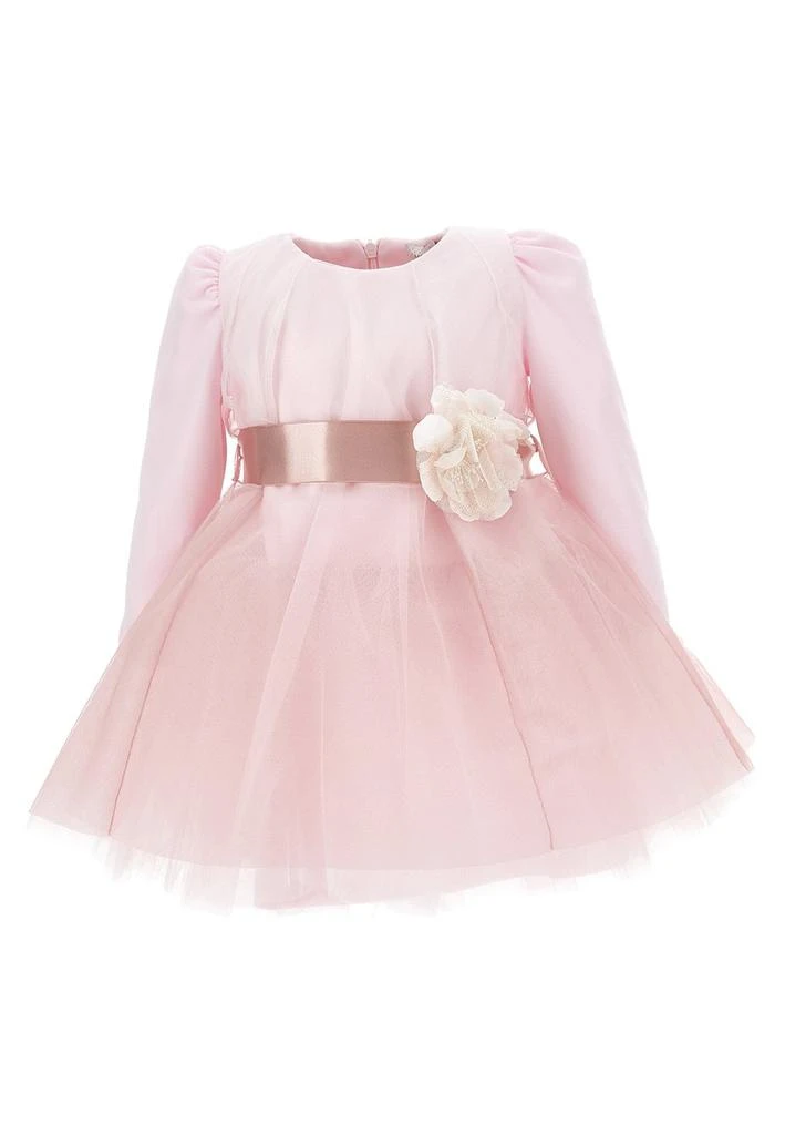 商品MONNALISA|Monnalisa Floral Detailed Tulle Overlay Flared Dress,价格¥1580,第1张图片