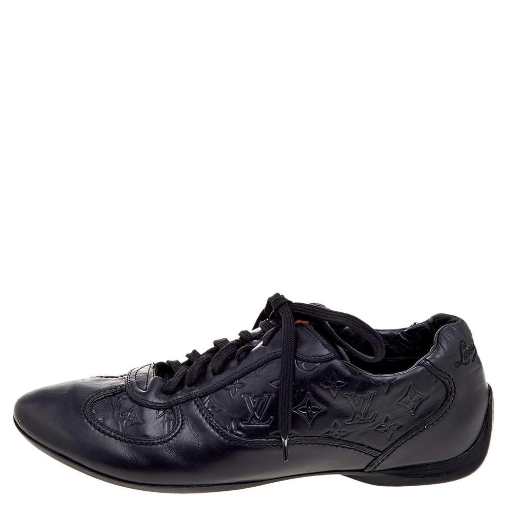 商品[二手商品] Louis Vuitton|Louis Vuitton Black Monogram Leather Low Top Sneakers Size 41,价格¥3694,第2张图片详细描述