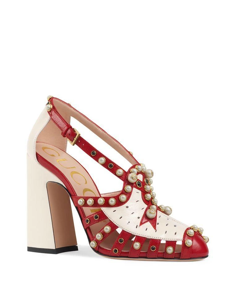 商品Gucci|Tracy Embellished Ankle Strap Pumps ,价格¥17909,第1张图片