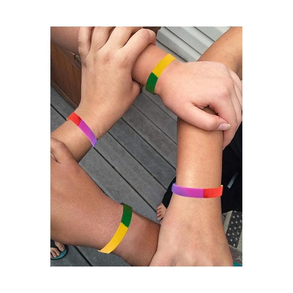 商品Blue Panda|Silicone Bracelet - 48-Pack Blank Rubber Wristbands for Sports Teams, Games, Kids Play, Party Favors, 8 Colors, Circumference: 8.1 Inches, Width: 0.4 Inches,价格¥105,第2张图片详细描述