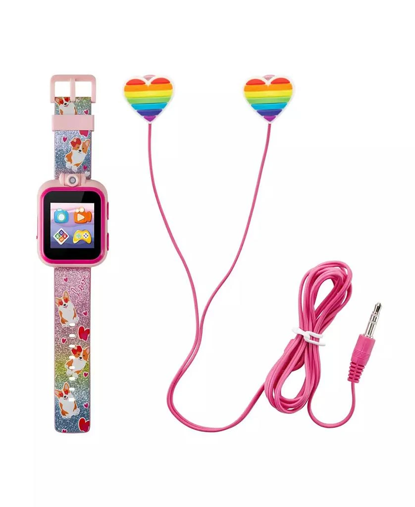 商品Playzoom|Kid's Rainbow Glitter Corgi Dog Silicone Strap Touchscreen Smart Watch 42mm with Earbuds Gift Set,价格¥150,第1张图片