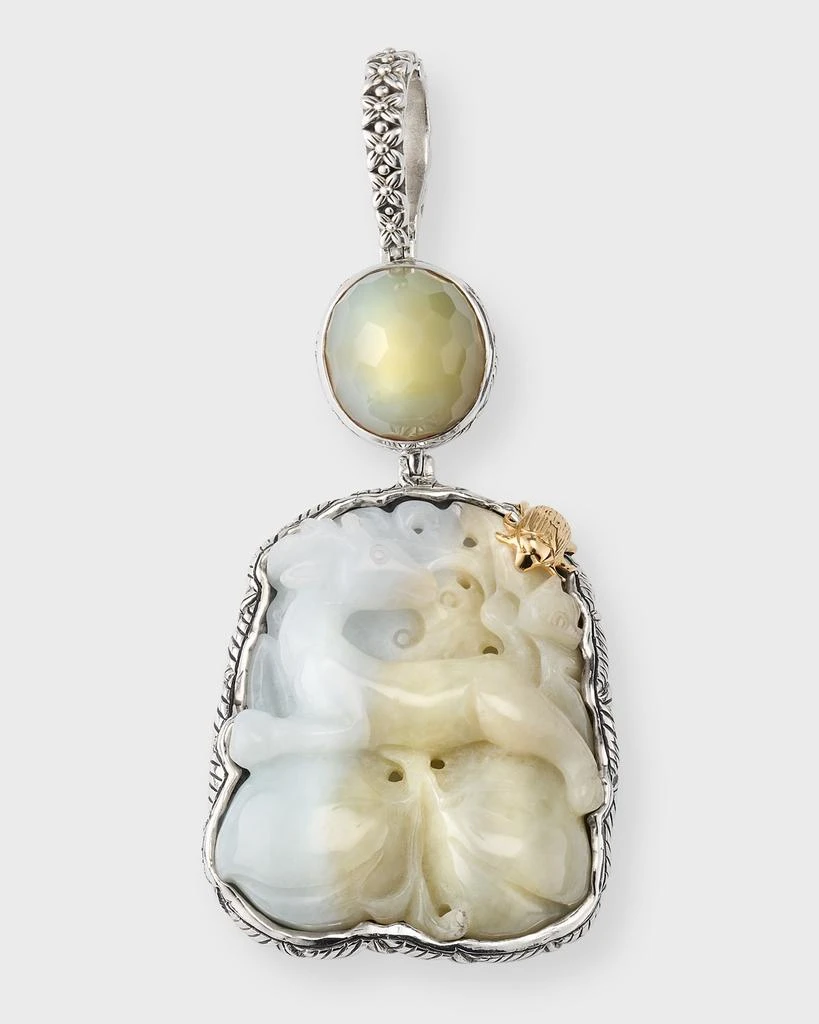 商品Stephen Dweck|Vintage Hand Carved Jade Faceted Moonstone and Chalcedony Pendant,价格¥13008,第1张图片