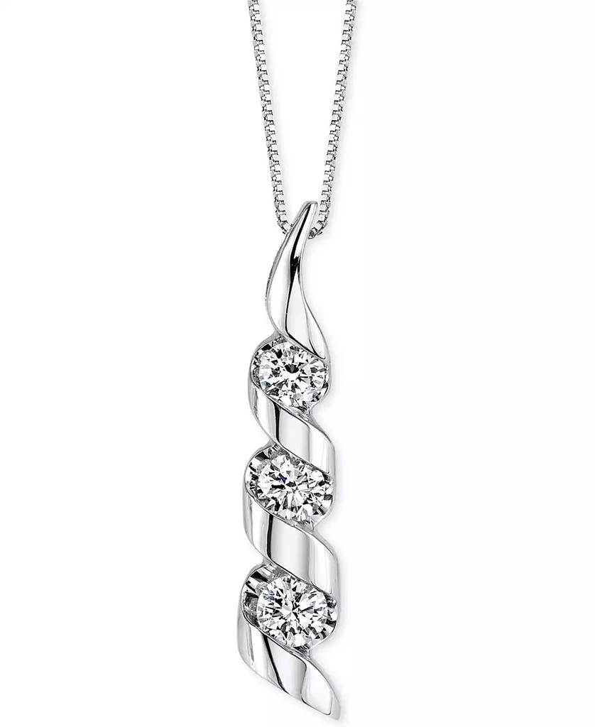 商品Macy's|Sirena Diamond Swirled Pendant Necklace (1/8 ct. t.w.) in 14k White Gold,价格¥5896,第1张图片