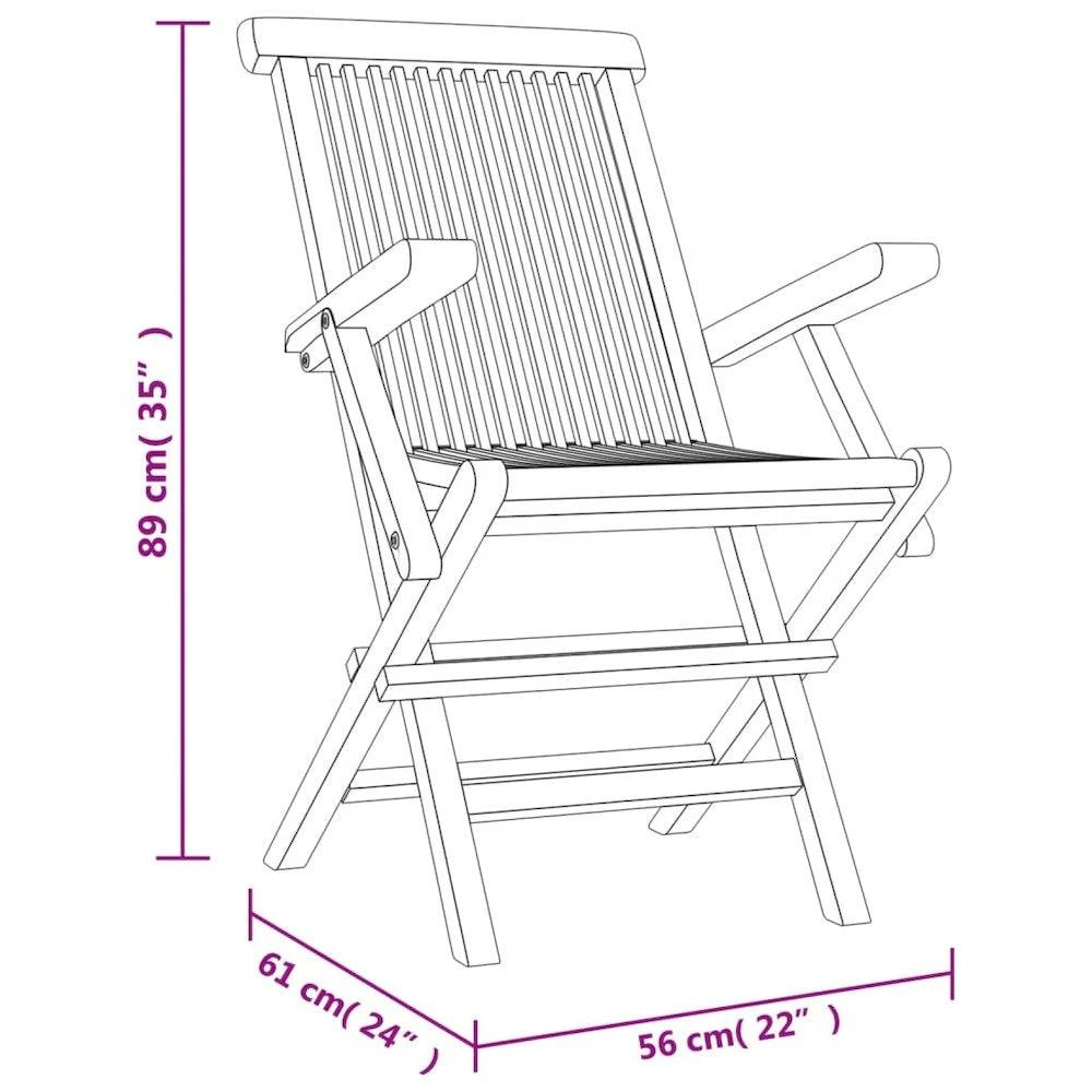 商品VidaXL|Folding Patio Chairs 6 pcs Gray 22"x24"x35" Solid Wood Teak,价格¥5239,第5张图片详细描述