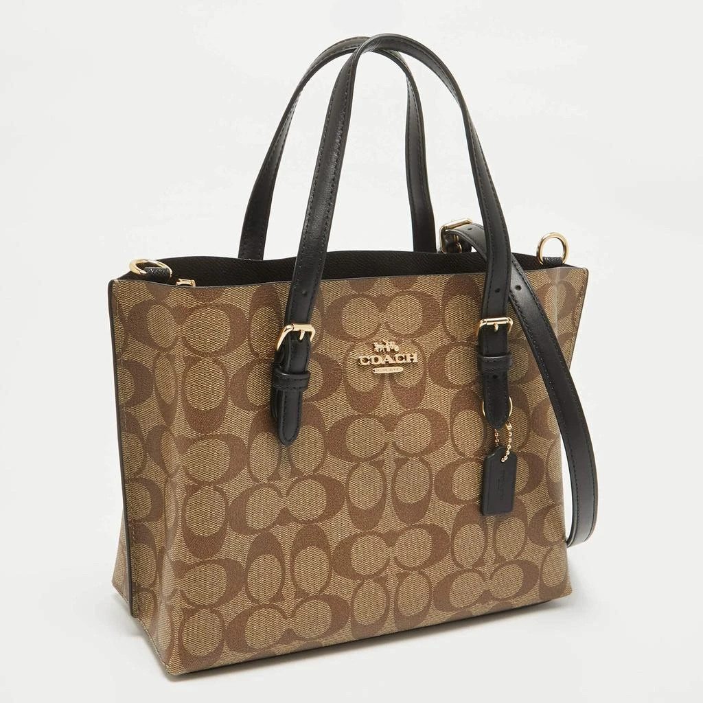 商品Coach|Coach Beige/Black Signature Coated Canvas and Leather Molly 25 Tote,价格¥2645,第3张图片详细描述