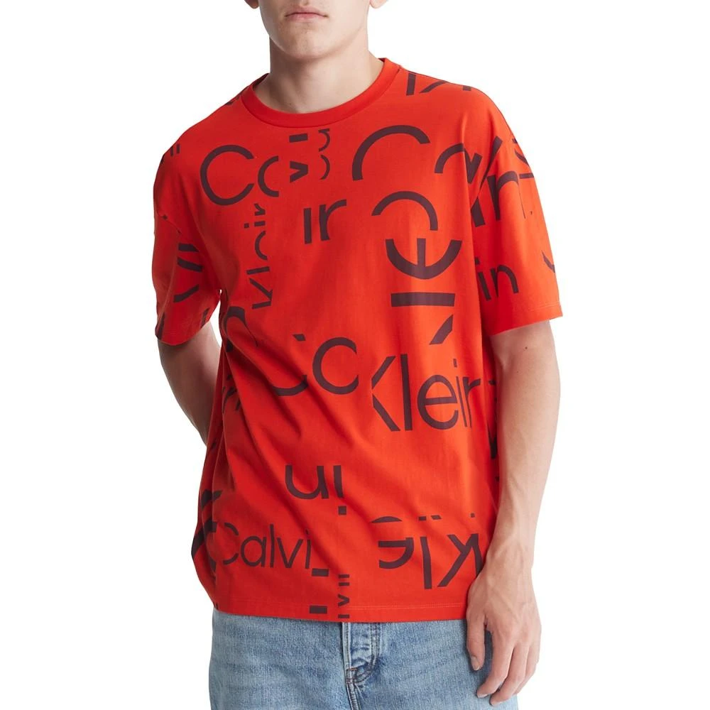 商品Calvin Klein|Men's Relaxed Fit Short-Sleeve Cutout Logo Print T-Shirt,价格¥320,第1张图片