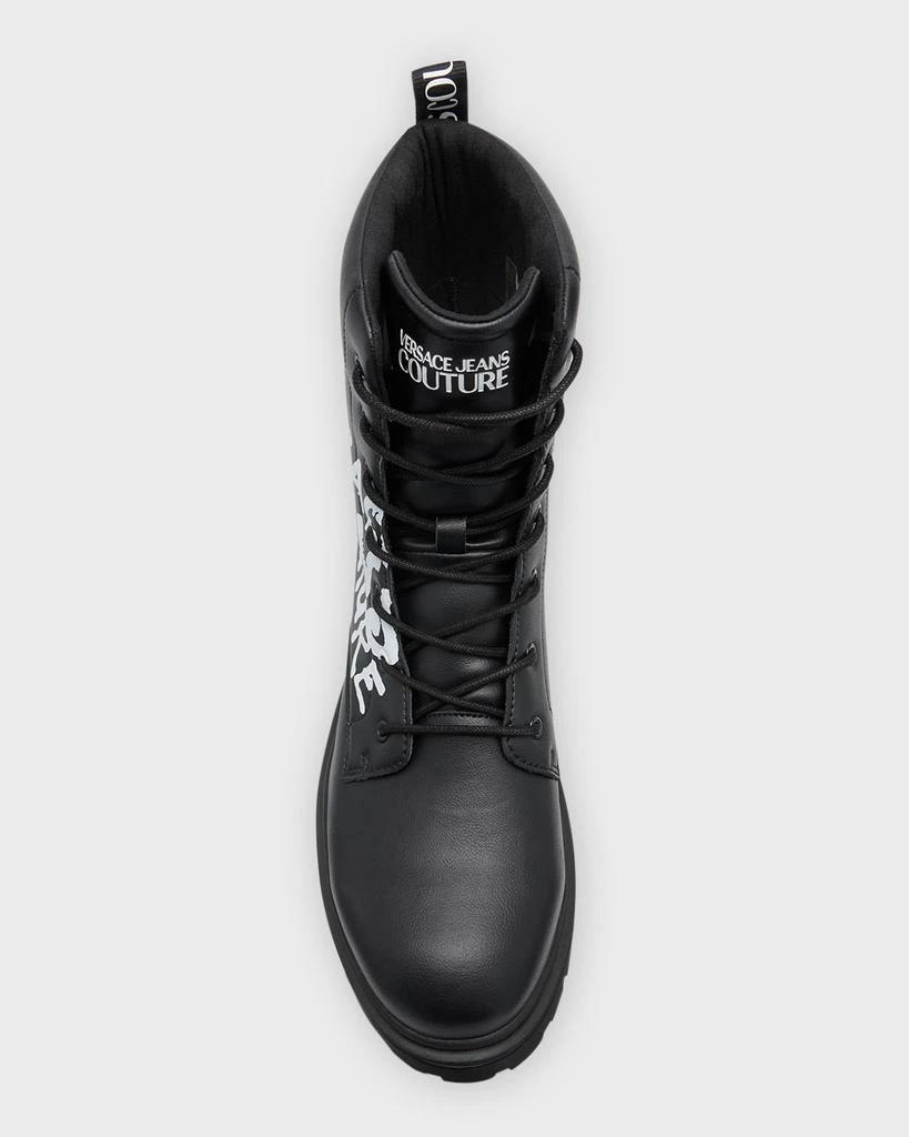 商品Versace|Men's Syrius Graffiti Logo Leather Combat Boots,价格¥3053,第5张图片详细描述