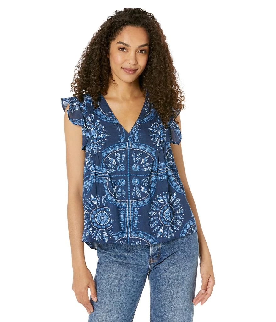 商品Vineyard Vines|Scarf Print Pin Tuck Top,价格¥752,第1张图片
