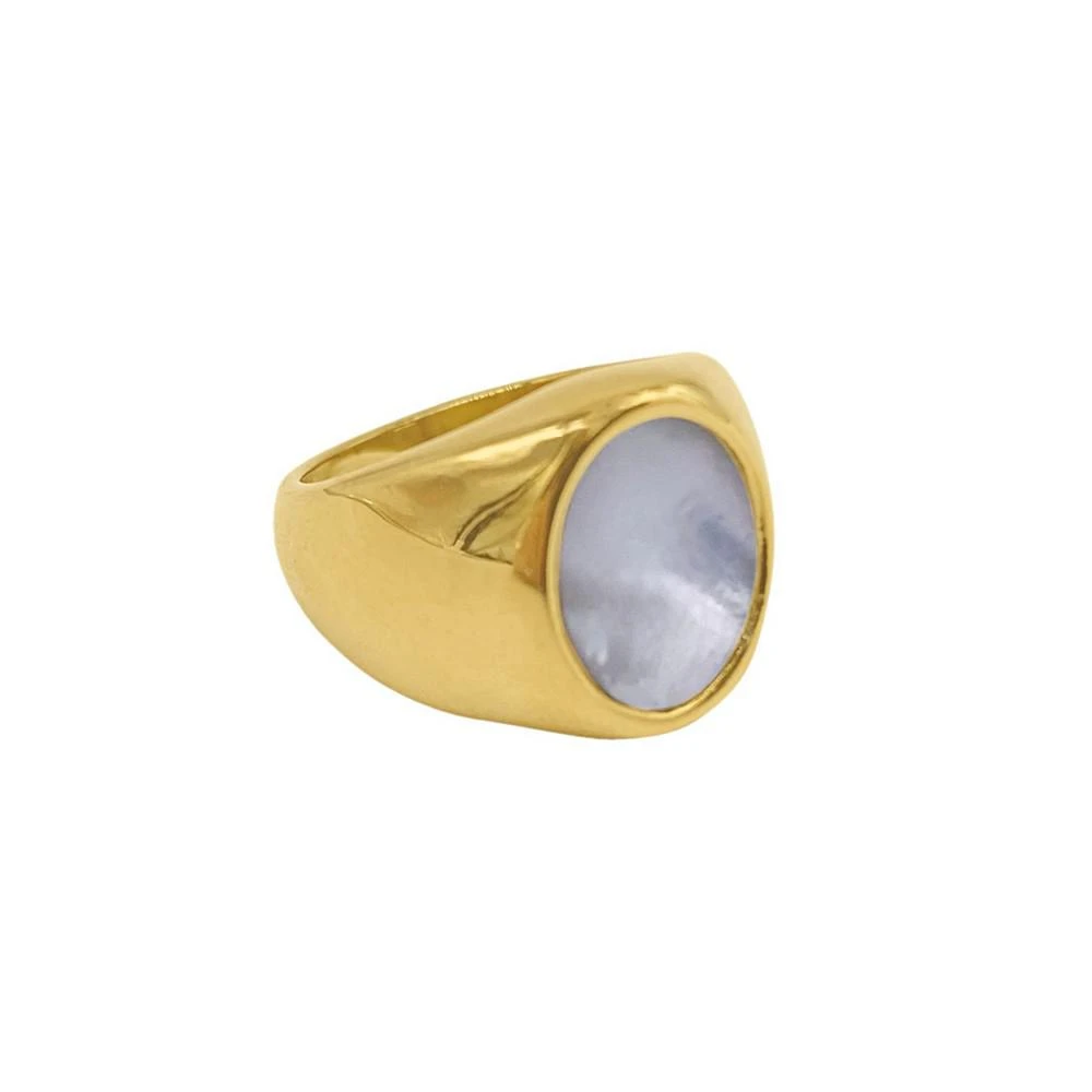 商品ADORNIA|14K Gold Plated Oval White Imitation Mother of Pearl Ring,价格¥257,第1张图片
