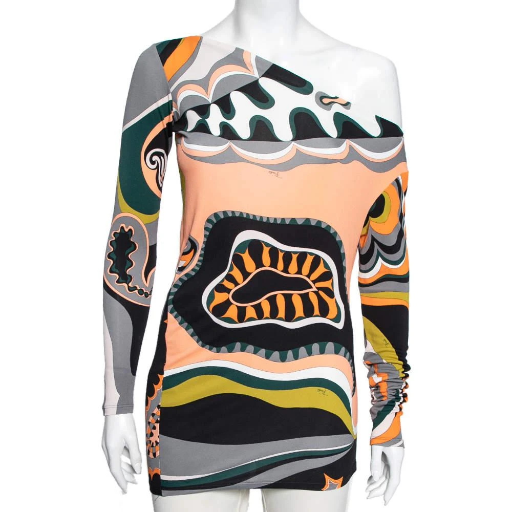 商品[二手商品] EMILIO PUCCI|Emilio Pucci Multicolored Printed Jersey Asymmetrical Top S,价格¥816,第1张图片