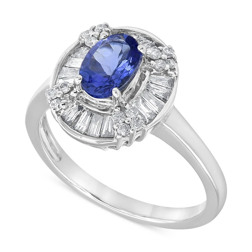 商品Macy's|Tanzanite (5/8 ct. t.w.) & Diamond (1/2 ct. t.w.) Halo Ring in 14k White Gold,价格¥13599,第1张图片